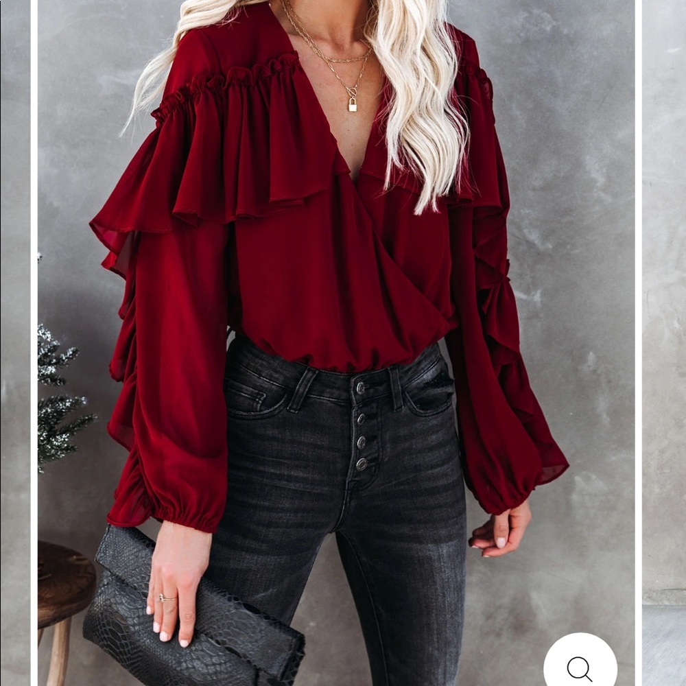 NWT Ruffle Drape Bodysuit